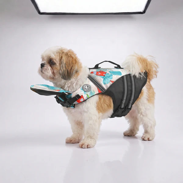 floaty - dog life jacket with chinlift head rest