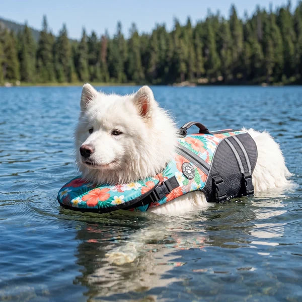 floaty - dog life jacket with chinlift head rest