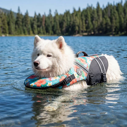 floaty - dog life jacket with chinlift head rest