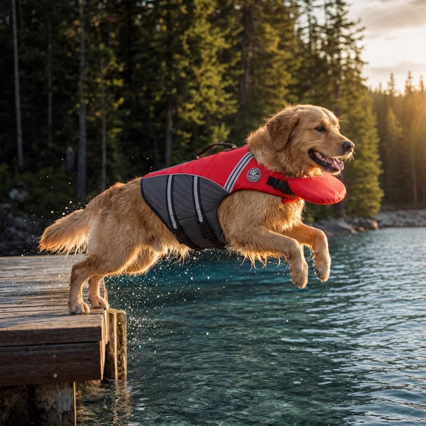 floaty - dog life jacket with chinlift head rest