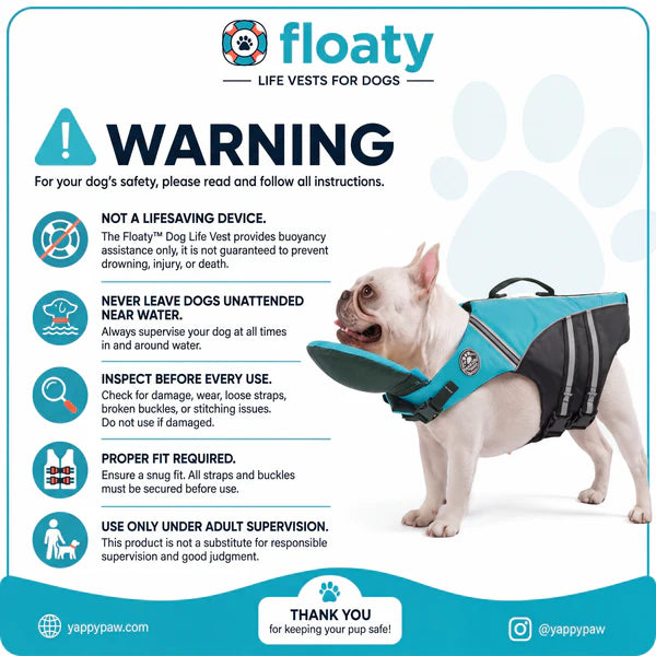 floaty - dog life jacket with chinlift head rest