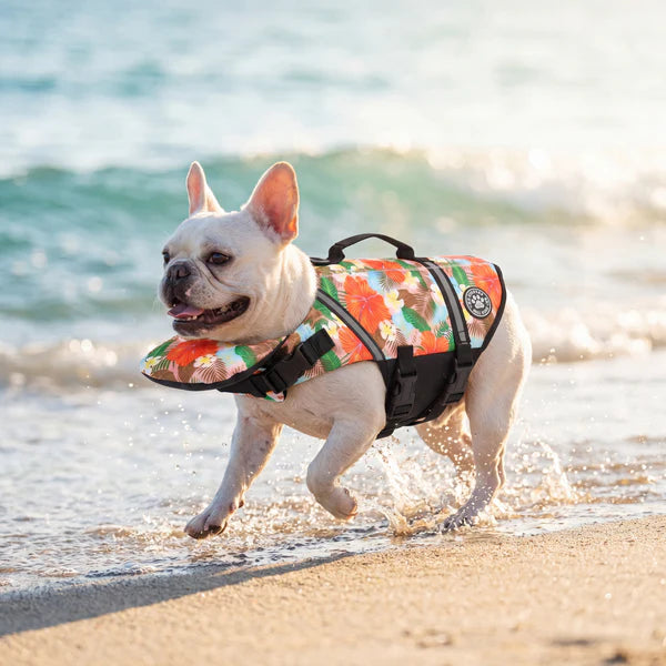 floaty - dog life jacket with chinlift head rest