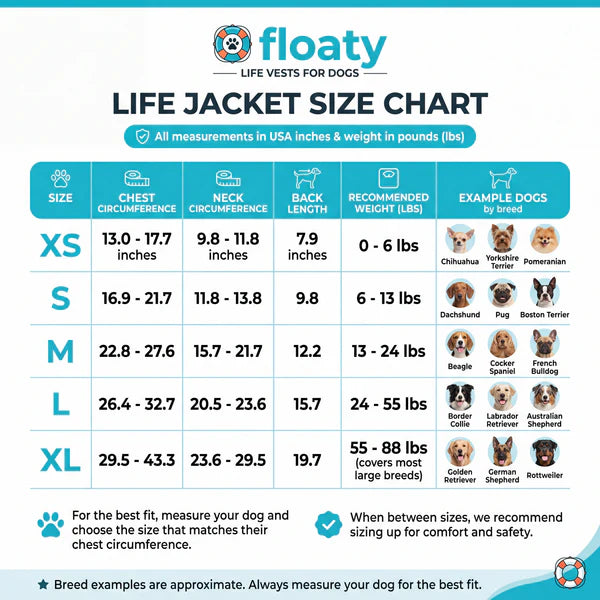floaty - dog life jacket with chinlift head rest