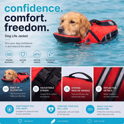 floaty - dog life jacket with chinlift head rest