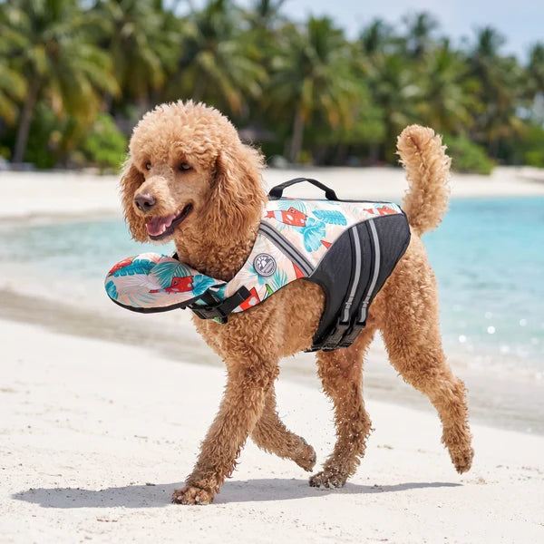 floaty - dog life jacket with chinlift head rest