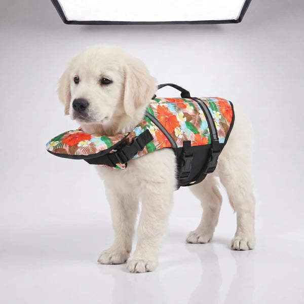 floaty - dog life jacket with chinlift head rest