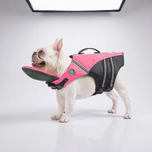 floaty - dog life jacket with chinlift head rest