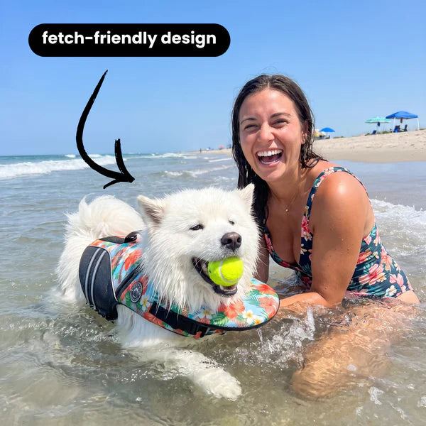 floaty - dog life jacket with chinlift head rest